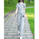 皮爾卡丹（PIERRE CARDIN）休閑運動(dòng)套裝女2025夏季新款時(shí)尚小個(gè)子減齡短袖T恤闊腿褲兩件套 灰色 M 85-100斤