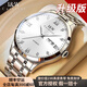 I&W CARNIVAL HWGUOJI瑞士手表男士全自動機械表防水夜光雙日歷商務(wù)男腕表名表十大品牌 愛沃馳鋼帶本色白面【男款】 定制刻字+原裝皮表帶