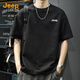吉普（JEEP）260G重磅純棉短袖T恤男2025夏季薄款圓領(lǐng)休閑寬松潮牌體恤上衣服