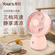 永日（yongri）小風(fēng)扇小型桌面床上用電風(fēng)扇宿舍usb風(fēng)扇辦公室風(fēng)扇靜音充電床頭迷你插電充電臺式風(fēng)扇 粉色【可調角度|三檔風(fēng)力|靜音長(cháng)續航】