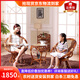 家友福 印尼進(jìn)口天然真藤椅子茶幾三件套組合 陽(yáng)臺(tái)客廳休閑桌椅 真藤轉(zhuǎn)椅 茶幾+2張?zhí)僖? title=
