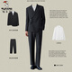 啄木鳥(niǎo)（TUCANO）2025中山裝西服套裝男新郎婚禮結婚訂婚新中式國風(fēng)西裝外套 黑色【外套+褲子+白色立領(lǐng)襯衫】 XL