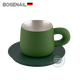 BOSENAIL德國精工輕奢高檔咖啡杯馬克水杯子精致下午茶杯碟套裝送女生禮物 艾草青大號銀彩容量   310ml