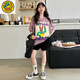 G. DUCKKIDS小黃鴨女童時(shí)尚套裝夏季2025新款兒童休閑夏裝韓版女孩短袖兩件套 BAT兔兔套裝-玫紫 140 cm