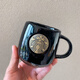 星巴克經(jīng)典黑紅白魚鱗陶瓷銅牌馬克杯水杯咖啡杯復(fù)古人魚情侶對杯禮物 黑色單杯原盒 送手提袋