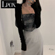 LPOX小開(kāi)衫外套女夏季薄款罩衫短款坎肩外搭黑色長(cháng)袖上衣 黑色 均碼