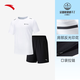 安踏（ANTA）速干套裝丨男運動(dòng)短袖短褲夏跑步套裝足球套裝訓練服兩件套晨練服 【口袋拉鏈】純凈白-1 M/170