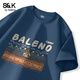 班尼路（Baleno）S&K系列短袖t恤男夏季美式潮牌休閑上衣情侶寬松透氣純棉五分袖男