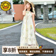 G.DUCKKIDS小黃鴨童裝女童夏裝2025新款大童女裝公主連衣裙兒童夏季國風(fēng)長裙 杏色 140 (建議125-135cm 7-8周歲）