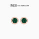 潮宏基 圓點(diǎn)孔雀石18K金耳釘女彩金耳飾送女友生日禮物TK 單只款（含硅膠耳堵）