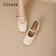 卓詩(shī)尼暗紋花朵形象氣質(zhì)高級感瑪麗珍鞋春時(shí)尚百搭搭扣女單鞋 米白色 35