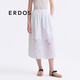 ERDOS【絲棉歐根紗】25夏季甜美A字裙親膚透氣傘裙刺繡減齡女半身裙 白 S 160/64A