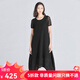 哥弟真的好（GIRDEAR）女裝圓領(lǐng)鏤空不規則連衣裙針織亞麻花苞裙A500103 黑 S (2碼)