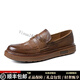 TOP GLORIA樂(lè)福鞋男士夏季商務(wù)真皮休閑皮鞋復(fù)古英倫一腳蹬懶人牛皮手工男鞋 淺棕色 單層 38