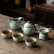 汝道汝窯茶具套裝整套家用茶壺茶杯陶瓷功夫茶具可養(yǎng)蟬翼開片汝瓷套組 汝窯-蓮子壺7入套裝大壺大杯