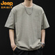JEEP SPIRIT竹節純棉短袖t恤男夏季衣服2025新款半袖大碼潮牌男裝休閑體恤男 2682卡其色 XL