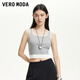 VEROMODA針織衫女無(wú)袖短款背心個(gè)性時(shí)尚3255040 淺灰色加花色 S