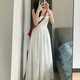 小野七天法式白色吊帶連衣裙女夏季新款背心裙子氣質(zhì)顯瘦溫柔初戀春裝長(zhǎng)裙 吊帶連衣裙【白色 M】