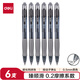 得力（deli)【熱門(mén)商品】臻順滑辦公中性筆簽字筆 0.5mm子彈頭按動(dòng)筆水筆 辦公用品 黑色 6支/盒S08-6