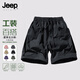JEEP SPIRIT吉普短褲男夏季戶外休閑百搭五分褲日系寬松工裝褲子男黑色XL