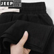 JEEP SPIRIT純亞麻男士休閑褲夏季薄款褲子男寬松直筒褲中國(guó)風(fēng)松緊腰涼感長(zhǎng)褲 長(zhǎng)褲超值單件*黑色 XL 【115-125斤】