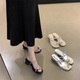 麓格立 涼鞋女外穿粗跟套趾2025新款配裙子百搭沙灘度假夾趾涼拖鞋女夏 銀色優(yōu)質(zhì)版 37