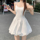 桂岐吊帶連衣裙女花苞裙芭蕾風(fēng)2025夏季新款收腰顯瘦蓬蓬小個(gè)子短裙 白色 M （建議90-105）