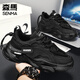 森馬（Senma）男鞋冬季新款百搭休閑運動(dòng)鞋青少年跑步輕便厚底增高透氣老爹潮鞋 黑色 41