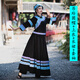 雅格羅伊廣西壯族三月三服裝女瑤族少數(shù)民族傳統(tǒng)男成人演出舞蹈盛裝歌圩節(jié) 黑色新吊玲圓帽款 4XL女款尺碼 均碼