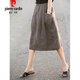 皮爾卡丹（pierre cardin）棉麻復(fù)古文藝半身裙女夏季高腰寬松顯瘦休閑松緊腰亞麻a字中長裙2 圖片色 (少量現(xiàn)貨) L 【建議110-125斤】