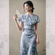 JK&JSJKJS【碧聆風(fēng)】人絲提花 國風(fēng)旗袍女新中式長裙氣質(zhì)高級感連衣裙 藍(lán)色 S