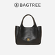 BAGTREE包包樹(shù)墩墩包輕奢品牌新款植鞣皮菜籃子手提水桶包女士包七夕禮物 黑色【贈(zèng)可拆卸內(nèi)袋】 高級(jí)小眾生日禮物女
