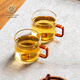 鑫鳳祥麗彩杯玻璃小杯子品茗杯加厚功夫花茶杯套裝家居辦公品杯 黃色6只