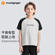 moodytiger男童短袖T恤速干彈力夏季兒童上衣撞色寬松戶(hù)外運動(dòng)衣| 網(wǎng)球系列 炭黑色 130 cm