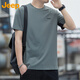 吉普（JEEP）短袖T恤男士夏季冰絲透氣速干休閑打底衫涼感上衣男裝 灰綠  2XL 