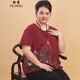 桓黎中老年短袖T恤女上衣闊太太加肥加大碼女裝胖媽媽T恤夏裝超大碼 酒紅色T恤 8XL 建議190-220斤