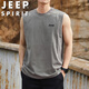 JEEP SPIRIT吉普背心男士夏季冰感無袖T恤圓領(lǐng)純色百搭休閑服 灰褐  XL