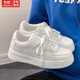 緋垚小白鞋休閑鞋女板鞋新款厚底純白圓頭潮流百搭學(xué)生系帶鞋子 小白鞋女【白色-36】
