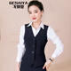 Gesaiya品牌銀行工作服馬甲正裝女秋冬新款職業(yè)裝西裝馬甲套裝商務(wù)正裝馬夾女 單件黑色馬甲 XL