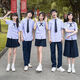 圣洛鋒泰國校服夏初中生高中學(xué)生短袖校服班服套裝畢業(yè)季服裝學(xué)院風(fēng)制服 泰國女短+藏青百褶短裙+黑細交叉 L