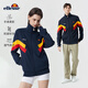 ELLESSE【范丞丞同款】小貝殼撞色拼接運(yùn)動外套男新款女休閑夾克衣服 藏藍(lán)色 L