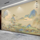 千里江山圖裝飾沙發(fā)背景墻壁畫(huà)電視墻壁布中國風(fēng)自粘酒店影視墻紙 款式1（尺寸定制） 淡雅宣絨布/平方