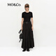 MO&Co.連衣裙2025春新品輕柔針織拼接中低腰塔裙長裙黑色MBE1DRS049 黑色 S 160