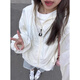 甜菲鹿韓版hiphop連帽長(cháng)袖服女夏寬松別致原宿風(fēng)學(xué)院休閑百搭上衣防曬衣 米白色 S 70-90斤