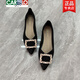 卡帝樂鱷魚（CARTELO）尖頭單鞋女平底鞋2025新款黑色淺口鞋子法式軟底四季瓢鞋大碼女鞋 黑色 39