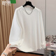 她池修身款T恤2026春裝新款女裝肌理感拼接圓領(lǐng)長(cháng)袖優(yōu)雅上衣
