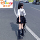 迪士尼女童夏季套裝2025新款蛋糕裙洋氣兒童短袖T恤時(shí)髦百褶短裙兩件套 白衣黑裙套裝 120 cm