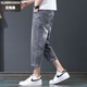 古銘森高端八分牛仔褲男士彈力牛仔褲夏季薄款修身直筒男褲夏天透氣馬褲 灰色-新品 31 【腰圍2尺4】