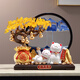 歐梵普（oufanpu）招財(cái)貓發(fā)財(cái)樹擺件開業(yè)禮物店鋪前臺(tái)流沙畫裝飾品客廳喬遷新居禮物 招財(cái)貓擺件【金錢袋+黑框藍(lán)沙】 【財(cái)源滾滾-招財(cái)聚寶】