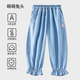 歐孕（OUYUN）兒童天絲牛仔褲男童夏裝新款寶寶防蚊褲夏季女童防曬褲子 淺藍色-萌萌兔頭【女童款】 120 cm 【建議身高 116cm-125cm